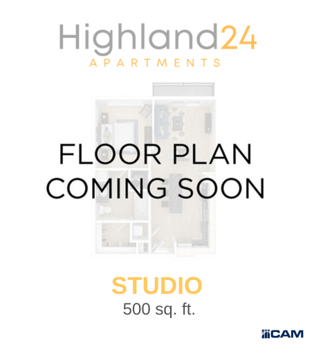 Floor plan for studio, 1 bath, 500 sqft